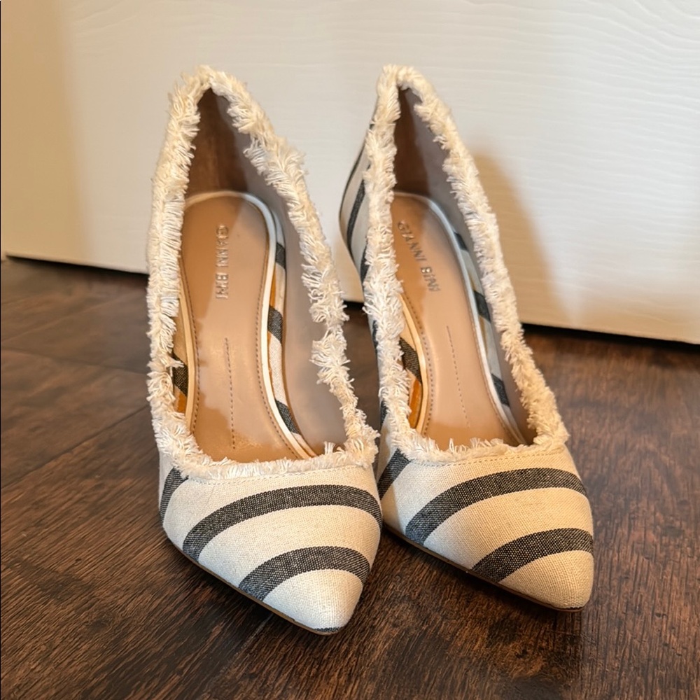 Frayed Edge Striped Heels